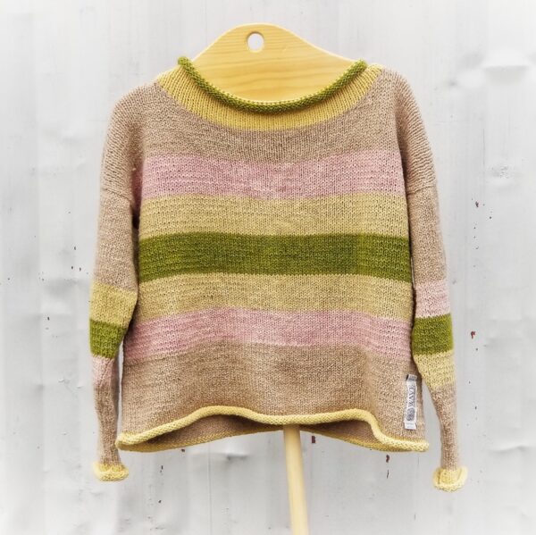 Rolled Edge Sweater - Light Pink, Cream, Mocha, Green