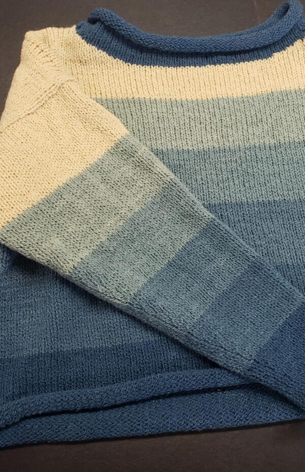 Rolled Edge Sweater - Indigo Stripes
